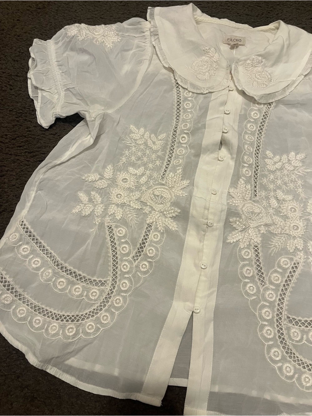 Anthropologie Pilcro Kiera Floral Dainty White Blouse NWT NEW - Picture 11 of 12